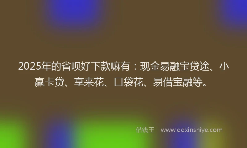 2025年的省呗好下款嘛有：现金易融宝贷途、小赢卡贷、享来花、口袋花、易借宝融等。