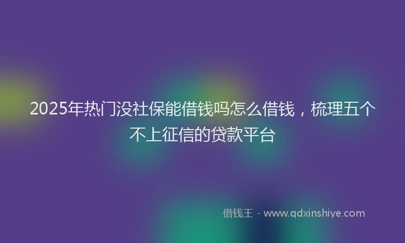 2025年热门没社保能借钱吗怎么借钱，梳理五个不上征信的贷款平台
