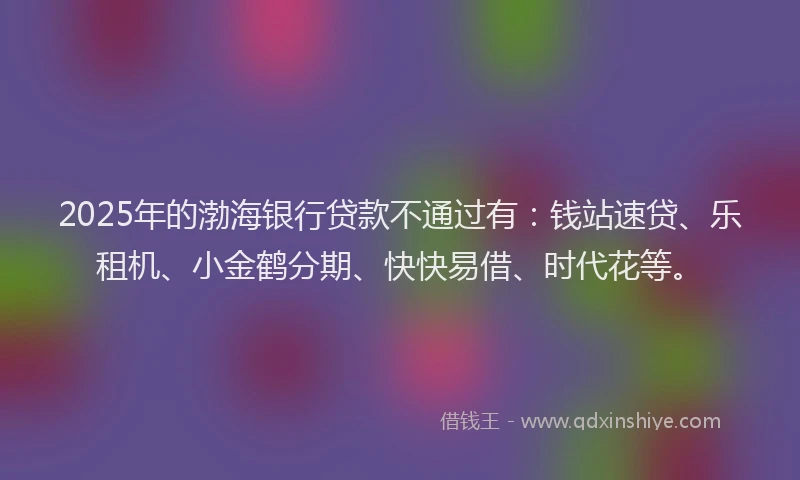 2025年的渤海银行贷款不通过有：钱站速贷、乐租机、小金鹤分期、快快易借、时代花等。