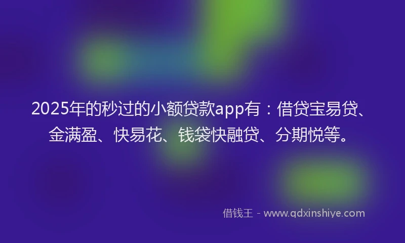 2025年的秒过的小额贷款app有：借贷宝易贷、金满盈、快易花、钱袋快融贷、分期悦等。