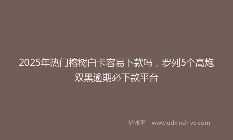 2025年热门榕树白卡容易下款吗，罗列5个高炮双黑逾期必下款平台