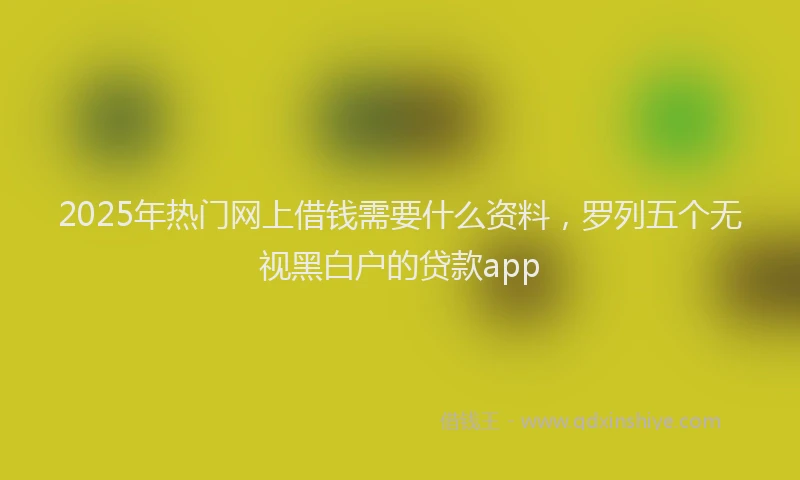 2025年热门网上借钱需要什么资料，罗列五个无视黑白户的贷款app