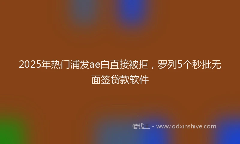 2025年热门浦发ae白直接被拒，罗列5个秒批无面签贷款软件