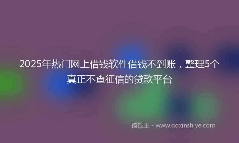 2025年热门网上借钱软件借钱不到账，整理5个真正不查征信的贷款平台