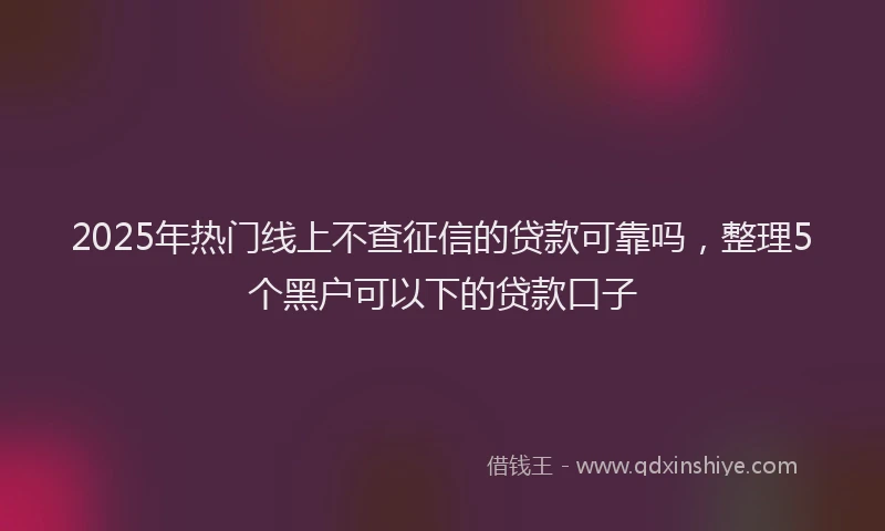 2025年热门线上不查征信的贷款可靠吗，整理5个黑户可以下的贷款口子