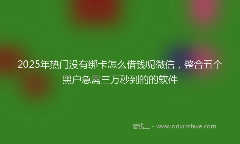 2025年热门没有绑卡怎么借钱呢微信，整合五个黑户急需三万秒到的的软件
