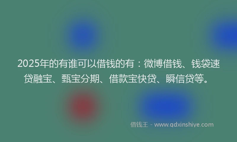 2025年的有谁可以借钱的有：微博借钱、钱袋速贷融宝、甄宝分期、借款宝快贷、瞬信贷等。