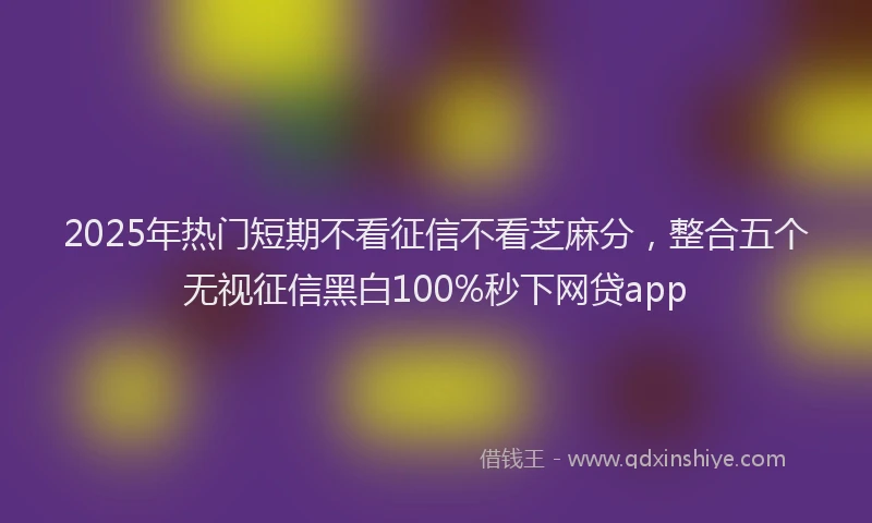 2025年热门短期不看征信不看芝麻分，整合五个无视征信黑白100%秒下网贷app