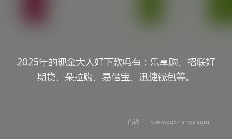 2025年的现金大人好下款吗有：乐享购、招联好期贷、朵拉购、易借宝、迅捷钱包等。