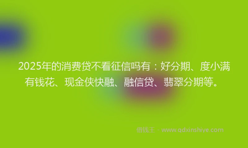 2025年的消费贷不看征信吗有：好分期、度小满有钱花、现金侠快融、融信贷、翡翠分期等。
