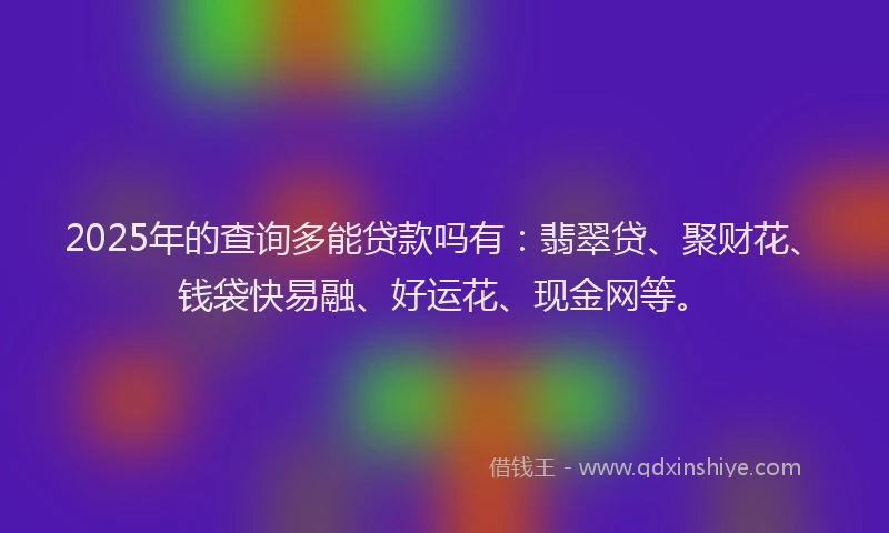 2025年的查询多能贷款吗有：翡翠贷、聚财花、钱袋快易融、好运花、现金网等。