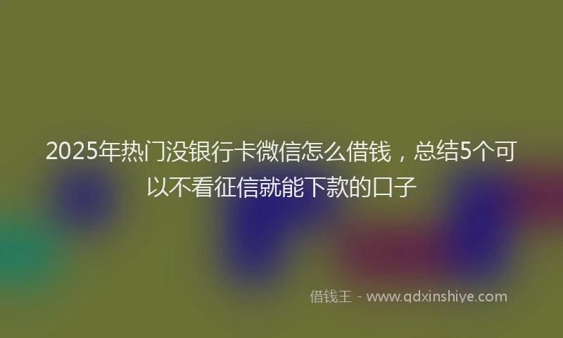 2025年热门没银行卡微信怎么借钱，总结5个可以不看征信就能下款的口子
