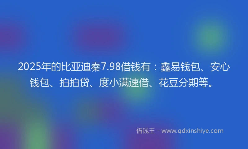 2025年的比亚迪秦7.98借钱有：鑫易钱包、安心钱包、拍拍贷、度小满速借、花豆分期等。