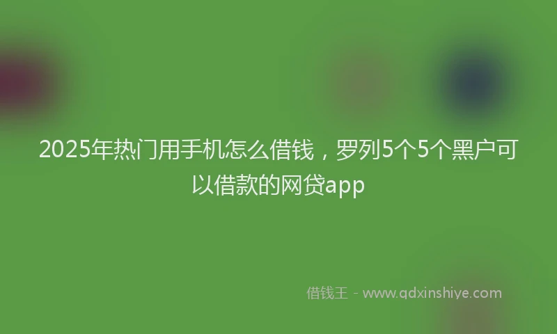 2025年热门用手机怎么借钱，罗列5个5个黑户可以借款的网贷app