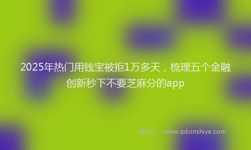 2025年热门用钱宝被拒1万多天，梳理五个金融创新秒下不要芝麻分的app