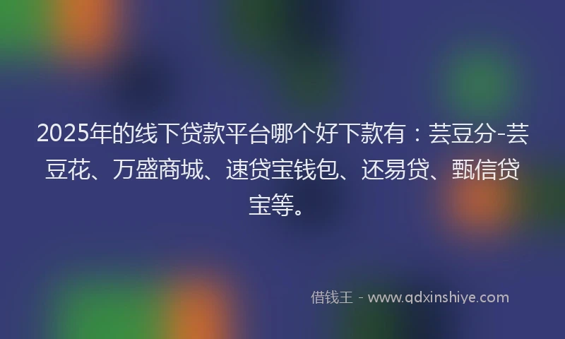2025年的线下贷款平台哪个好下款有：芸豆分-芸豆花、万盛商城、速贷宝钱包、还易贷、甄信贷宝等。