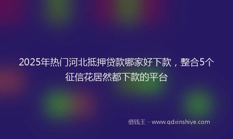 2025年热门河北抵押贷款哪家好下款，整合5个征信花居然都下款的平台