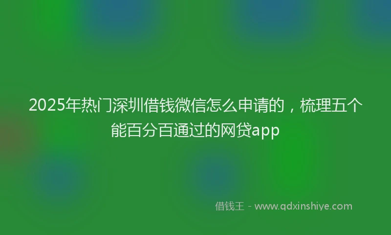 2025年热门深圳借钱微信怎么申请的，梳理五个能百分百通过的网贷app