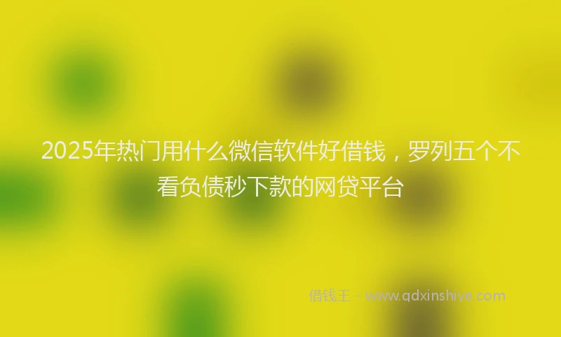 2025年热门用什么微信软件好借钱，罗列五个不看负债秒下款的网贷平台
