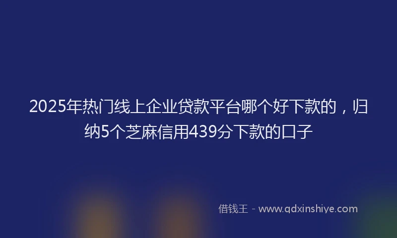 2025年热门线上企业贷款平台哪个好下款的，归纳5个芝麻信用439分下款的口子