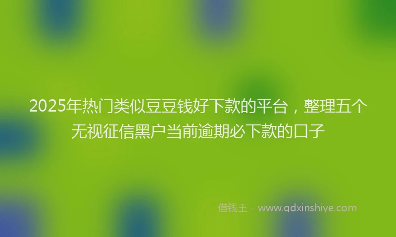 2025年热门类似豆豆钱好下款的平台，整理五个无视征信黑户当前逾期必下款的口子