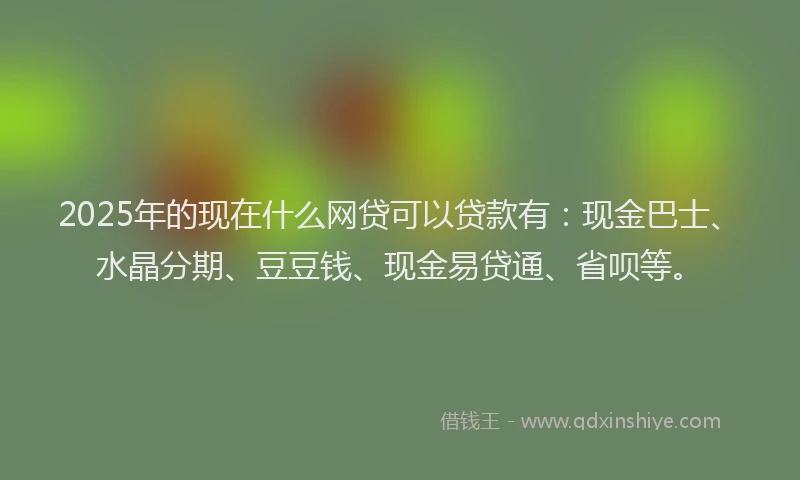 2025年的现在什么网贷可以贷款有：现金巴士、水晶分期、豆豆钱、现金易贷通、省呗等。