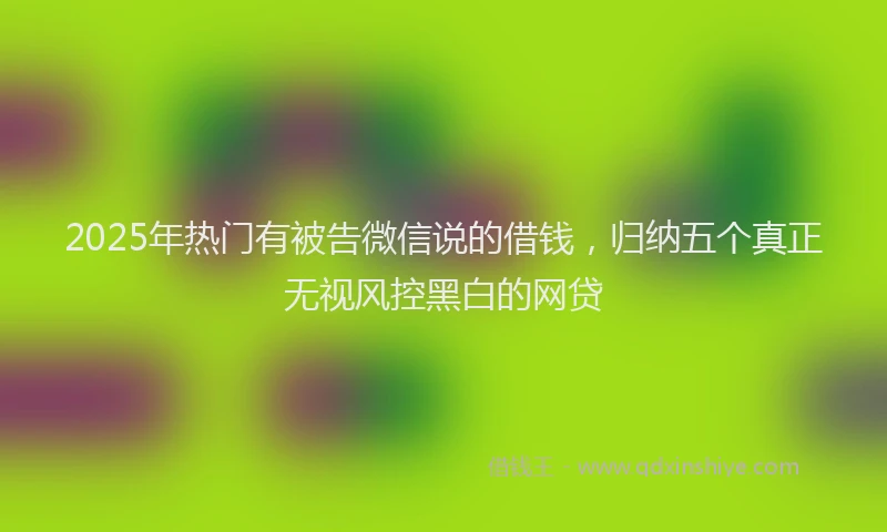 2025年热门有被告微信说的借钱，归纳五个真正无视风控黑白的网贷