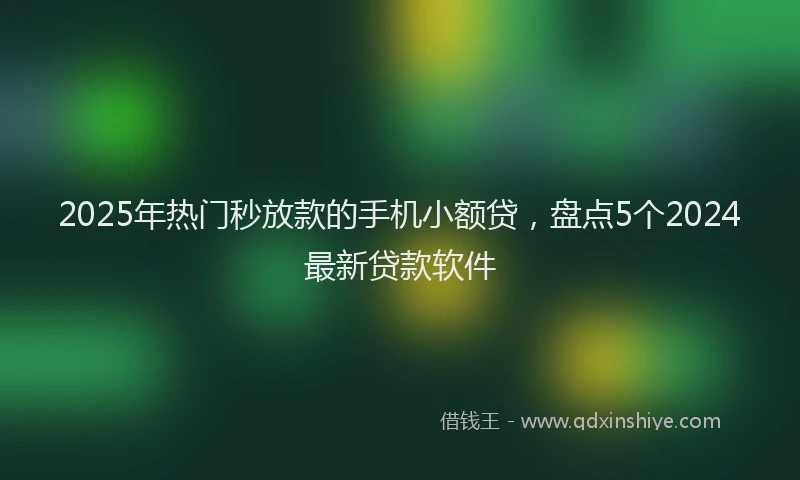 2025年热门秒放款的手机小额贷，盘点5个2024最新贷款软件