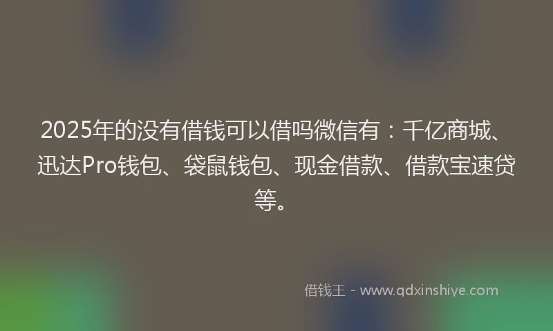 2025年的没有借钱可以借吗微信有：千亿商城、迅达Pro钱包、袋鼠钱包、现金借款、借款宝速贷等。