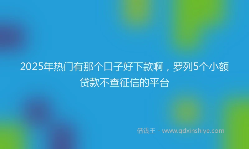 2025年热门有那个口子好下款啊，罗列5个小额贷款不查征信的平台