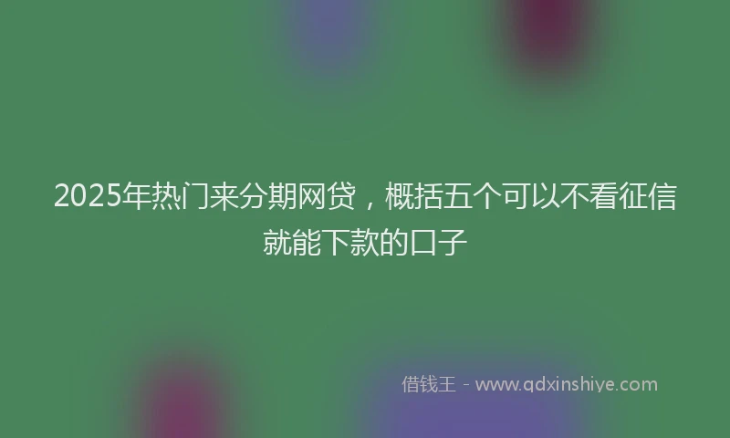 2025年热门来分期网贷，概括五个可以不看征信就能下款的口子