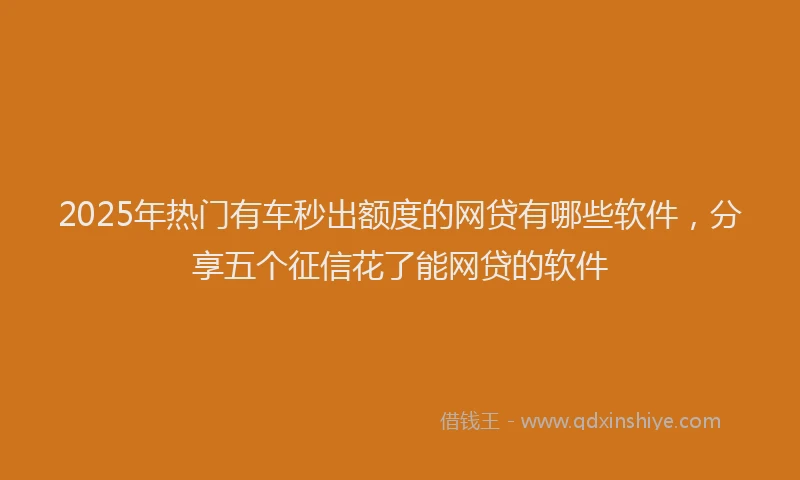 2025年热门有车秒出额度的网贷有哪些软件，分享五个征信花了能网贷的软件