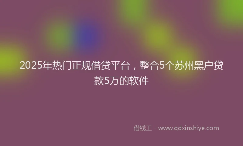 2025年热门正规借贷平台，整合5个苏州黑户贷款5万的软件