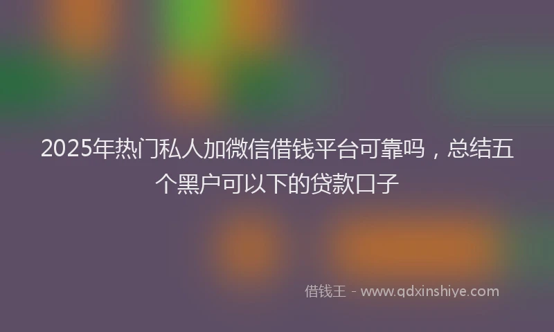 2025年热门私人加微信借钱平台可靠吗，总结五个黑户可以下的贷款口子