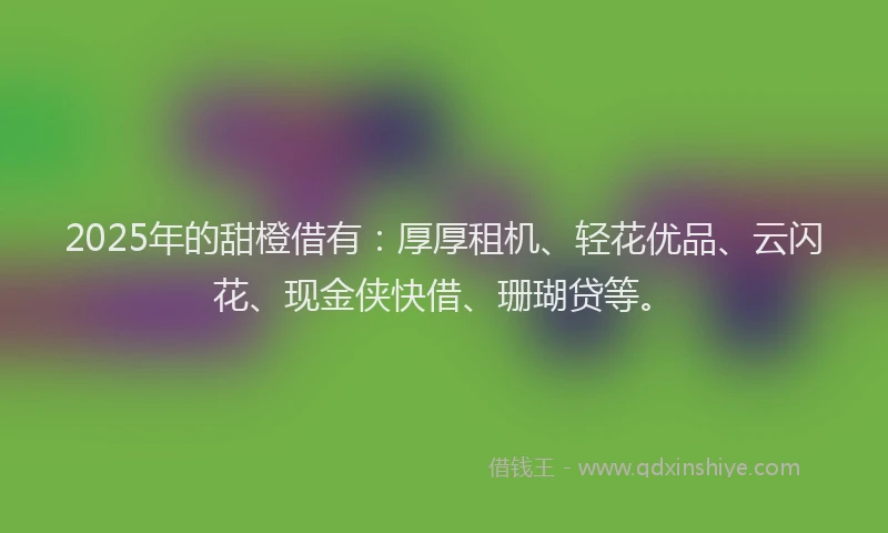 2025年的甜橙借有：厚厚租机、轻花优品、云闪花、现金侠快借、珊瑚贷等。