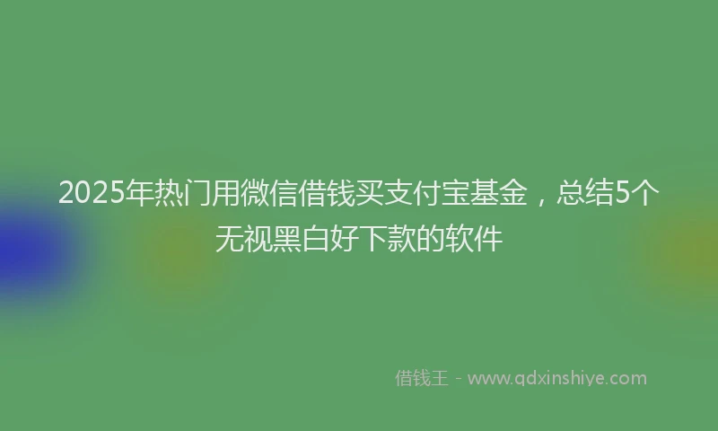2025年热门用微信借钱买支付宝基金，总结5个无视黑白好下款的软件