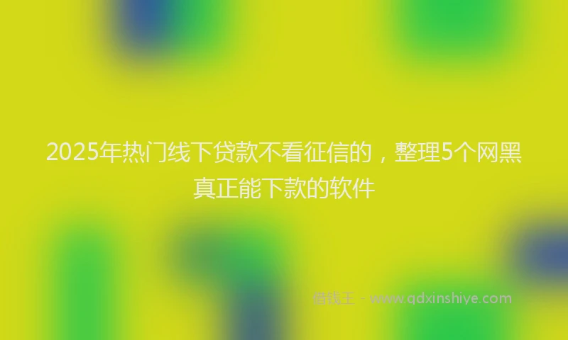 2025年热门线下贷款不看征信的，整理5个网黑真正能下款的软件