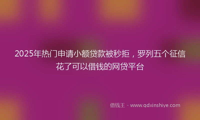 2025年热门申请小额贷款被秒拒，罗列五个征信花了可以借钱的网贷平台