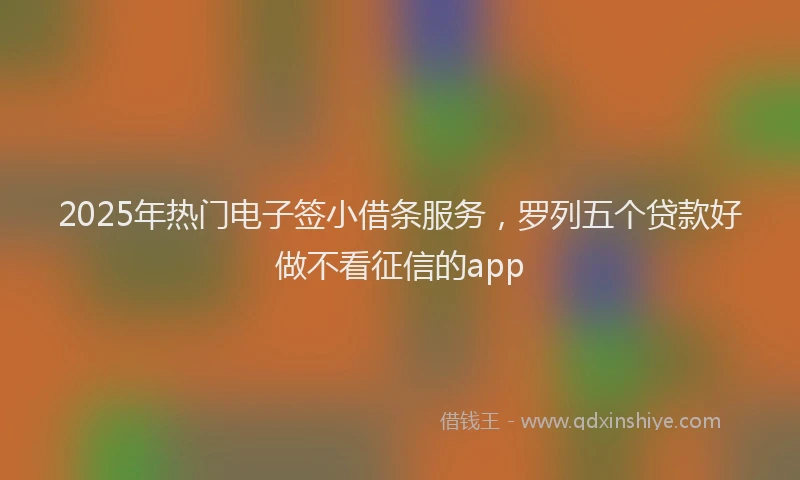 2025年热门电子签小借条服务，罗列五个贷款好做不看征信的app