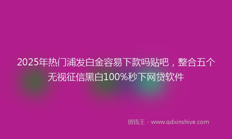 2025年热门浦发白金容易下款吗贴吧，整合五个无视征信黑白100%秒下网贷软件