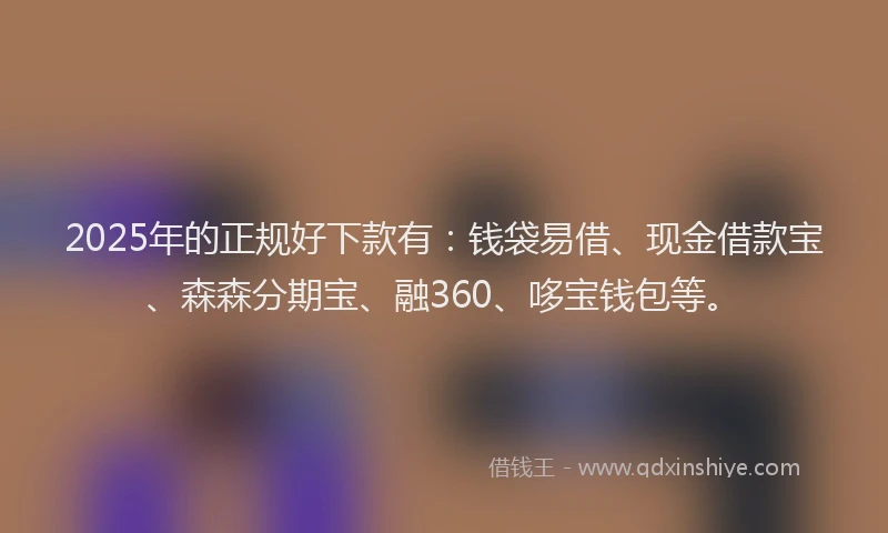 2025年的正规好下款有：钱袋易借、现金借款宝、森森分期宝、融360、哆宝钱包等。