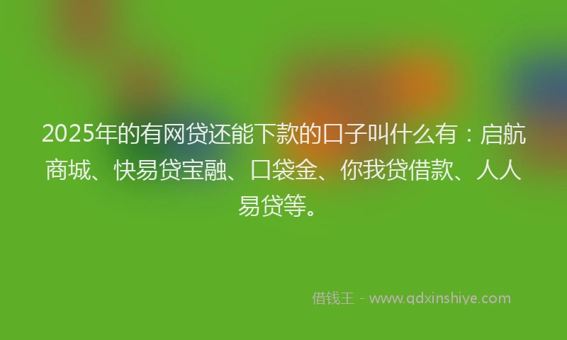 2025年的有网贷还能下款的口子叫什么有：启航商城、快易贷宝融、口袋金、你我贷借款、人人易贷等。