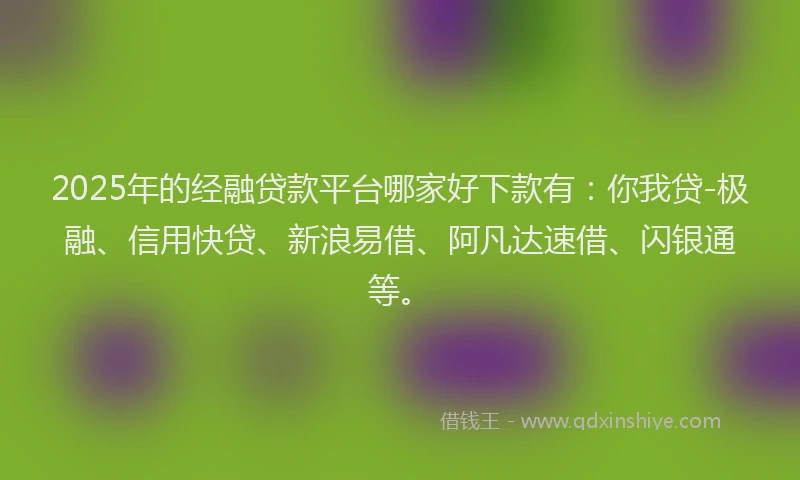 2025年的经融贷款平台哪家好下款有：你我贷-极融、信用快贷、新浪易借、阿凡达速借、闪银通等。