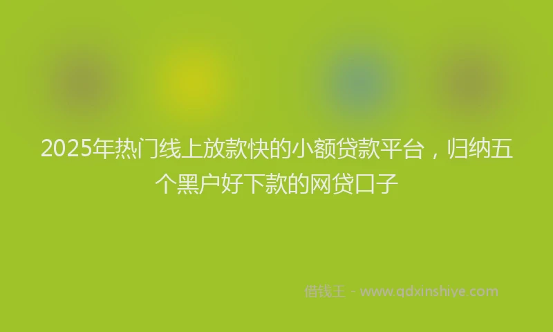 2025年热门线上放款快的小额贷款平台，归纳五个黑户好下款的网贷口子