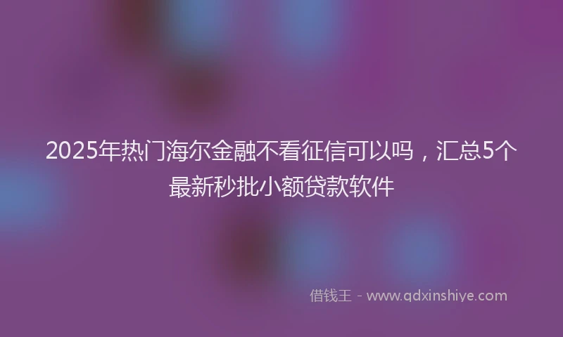 2025年热门海尔金融不看征信可以吗，汇总5个最新秒批小额贷款软件