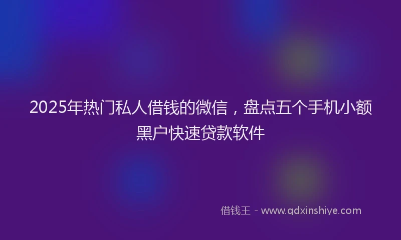 2025年热门私人借钱的微信，盘点五个手机小额黑户快速贷款软件