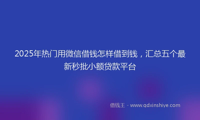 2025年热门用微信借钱怎样借到钱，汇总五个最新秒批小额贷款平台