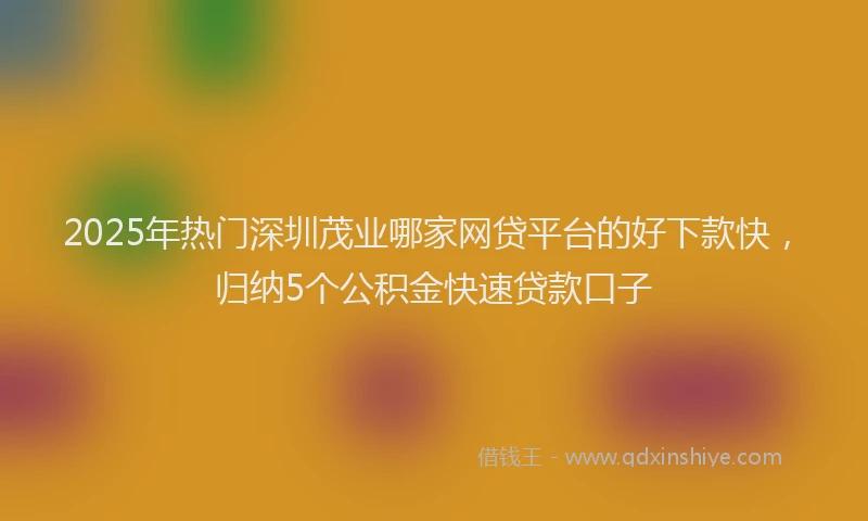 2025年热门深圳茂业哪家网贷平台的好下款快，归纳5个公积金快速贷款口子