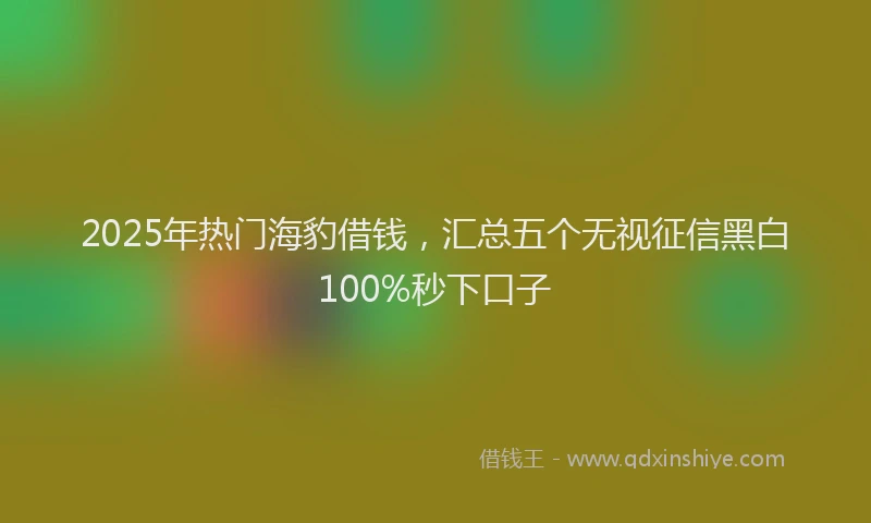 2025年热门海豹借钱，汇总五个无视征信黑白100%秒下口子