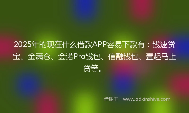2025年的现在什么借款APP容易下款有：钱速贷宝、金满仓、金诺Pro钱包、信融钱包、壹起马上贷等。